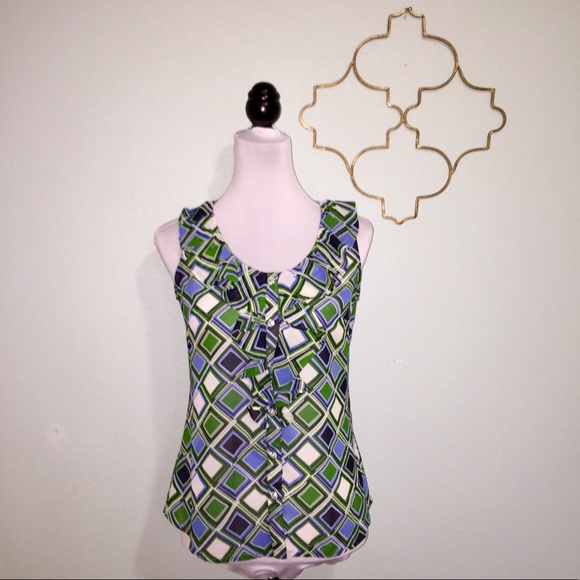 Banana Republic geometric print button down top - Picture 1 of 6